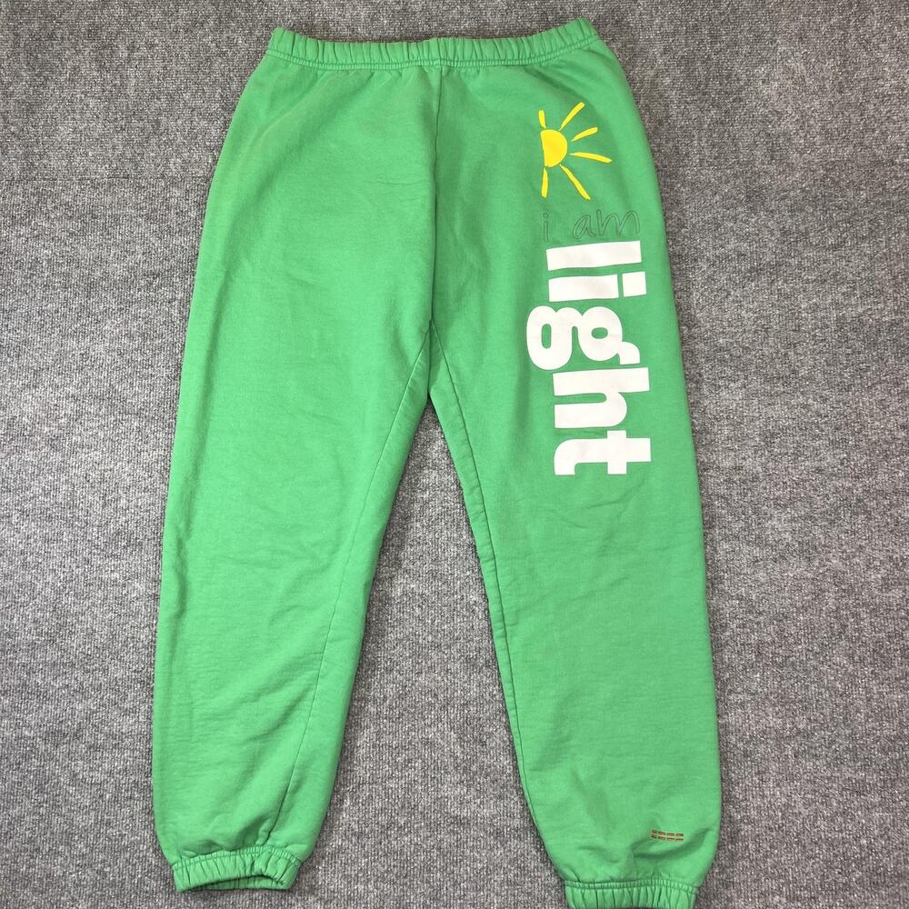 Peace Love World Sweatpant Joggers Women's Small Green Drawstring Cotton